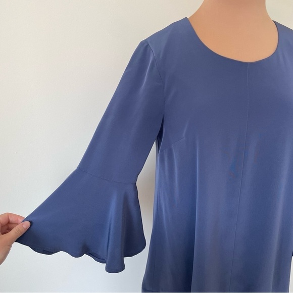 Slate & Willow Periwinkle Blue Trapeze Bell Sleeves Ruffle Hem Shift Dress EUC 0 - Picture 8 of 11